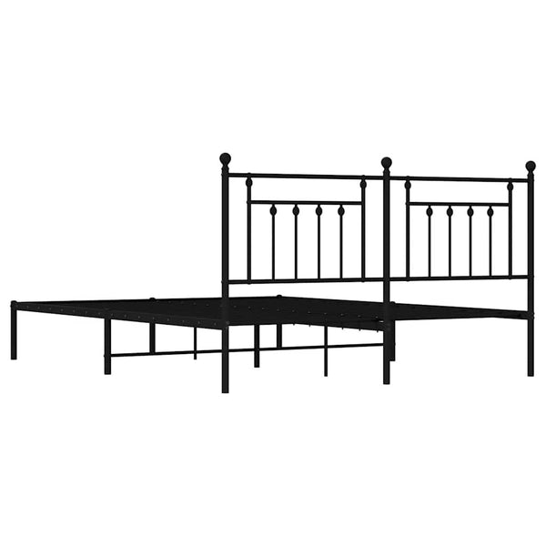 Schwarzer Metall-Bettrahmen mit Kopfteil Paisie 183x213cm