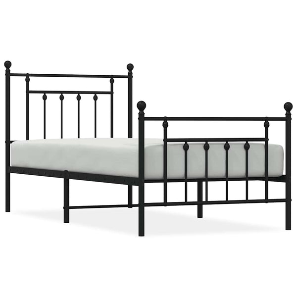 Schwarzer Metall-Bettrahmen mit Kopfteilen Paisie 80x200cm