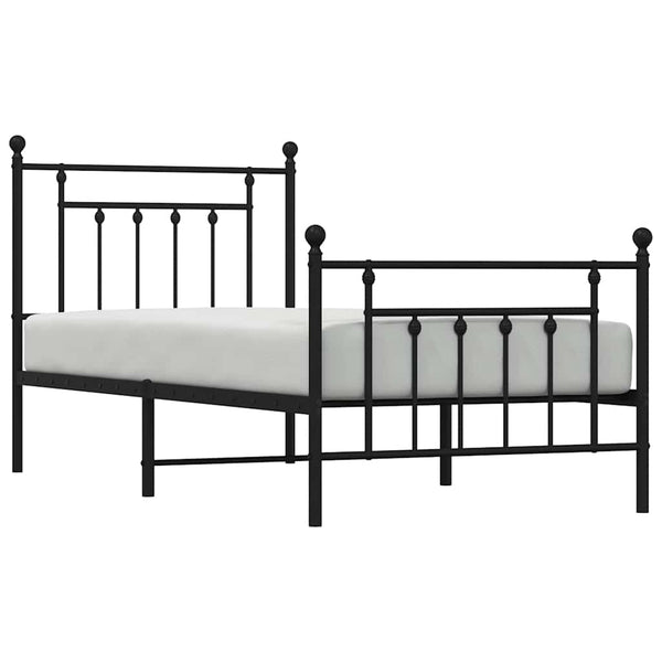 Schwarzer Metall-Bettrahmen mit Kopfteilen Paisie 80x200cm