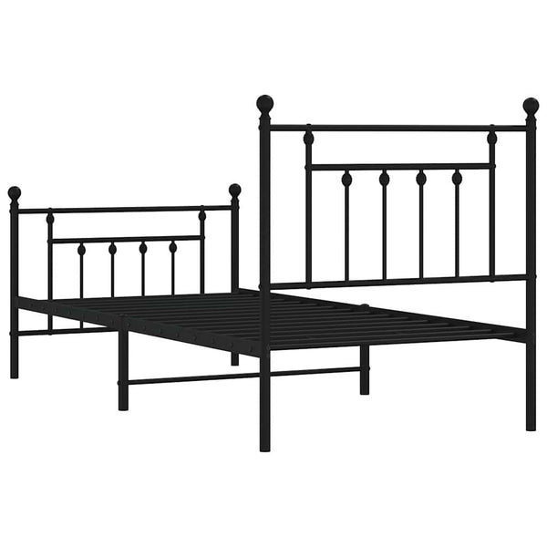 Schwarzer Metall-Bettrahmen mit Kopfteilen Paisie 80x200cm