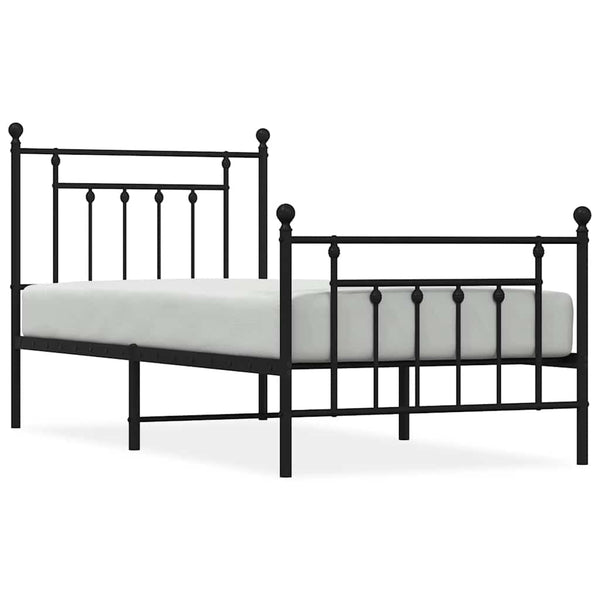 Schwarzes Metallbettgestell mit Kopfteil Paisie 90x190cm