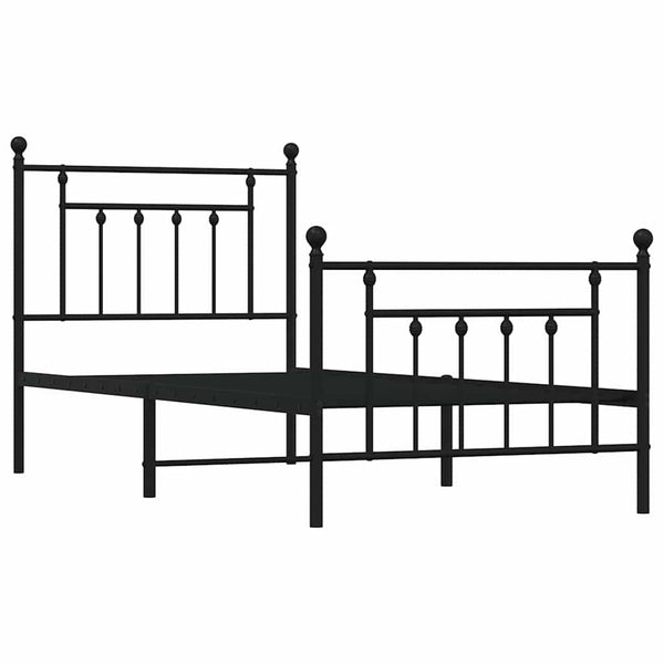 Schwarzes Metallbettgestell mit Kopfteil Paisie 90x190cm