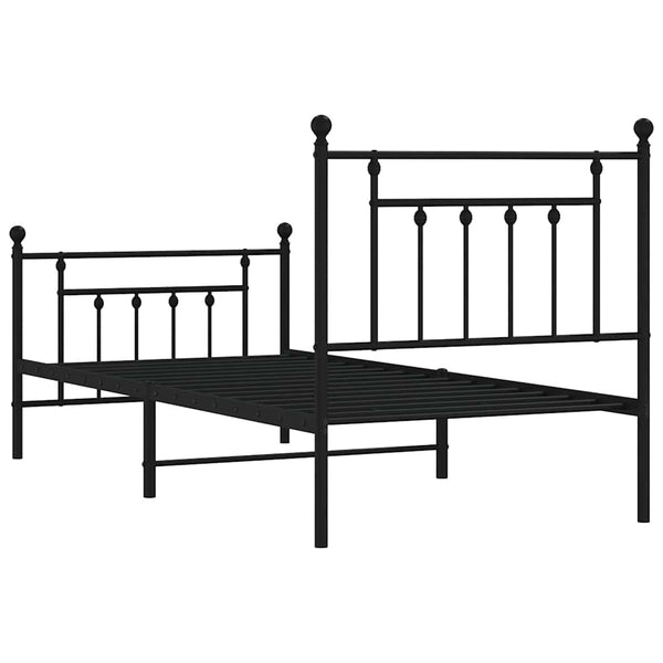 Schwarzes Metallbettgestell mit Kopfteil Paisie 90x190cm