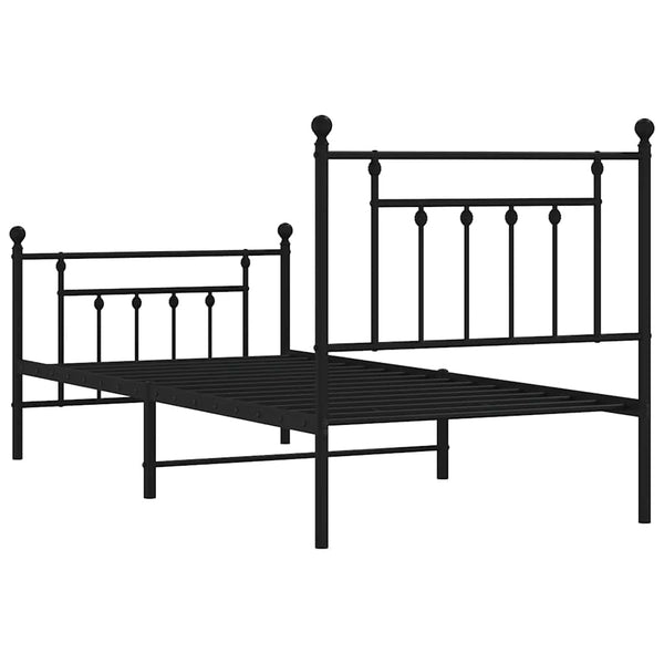 Schwarzes Metallbettgestell mit Kopfteil und Fußteil Paisie 90x200cm