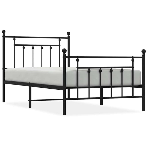 Schwarzes Metallbettgestell mit Kopfteil Paisie 100x190cm