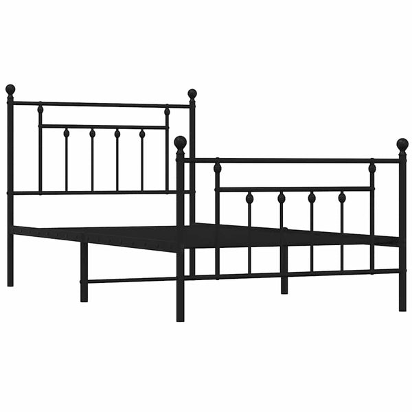 Schwarzes Metallbettgestell mit Kopfteil Paisie 100x190cm