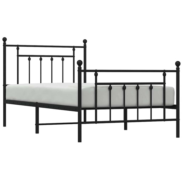 Schwarzes Metallbettgestell mit Kopfteil Paisie 100x190cm