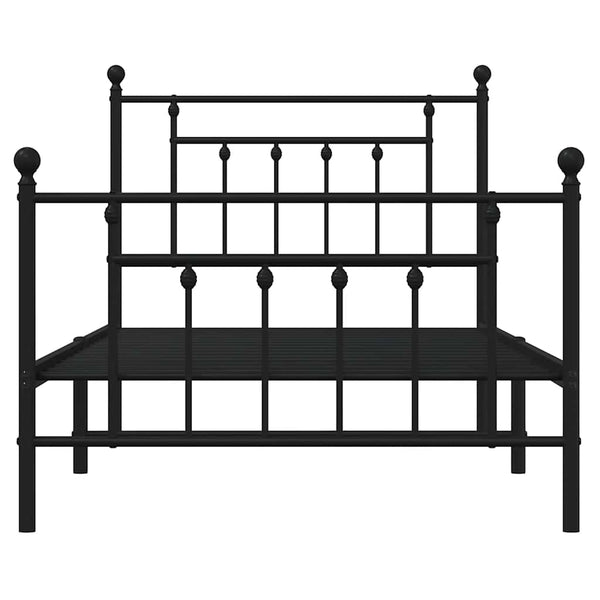 Schwarzes Metallbettgestell mit Kopfteil Paisie 100x190cm
