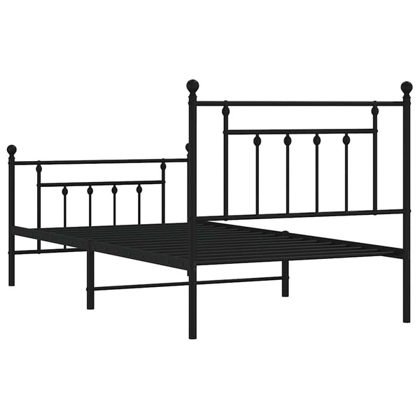 Schwarzes Metallbettgestell mit Kopfteil Paisie 100x190cm