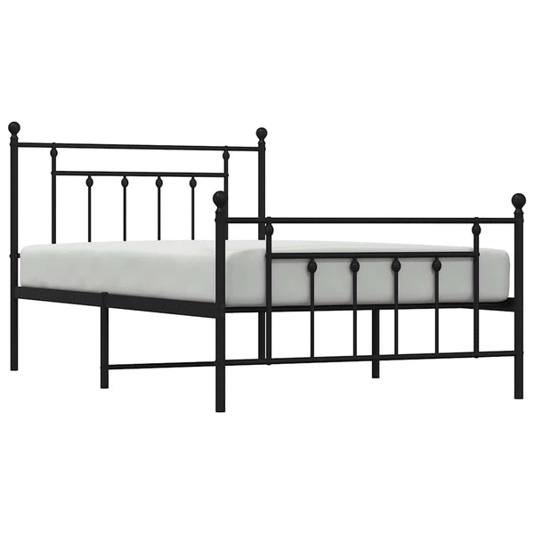 Schwarzes Metallbettgestell mit Kopfteil und Fußteil Paisie 100x200cm