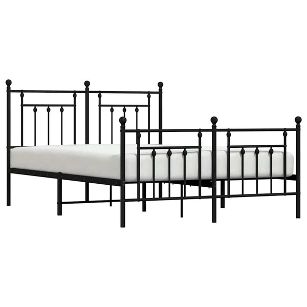 Schwarzes Metallbettgestell mit Kopfteil Paisie 140x200cm