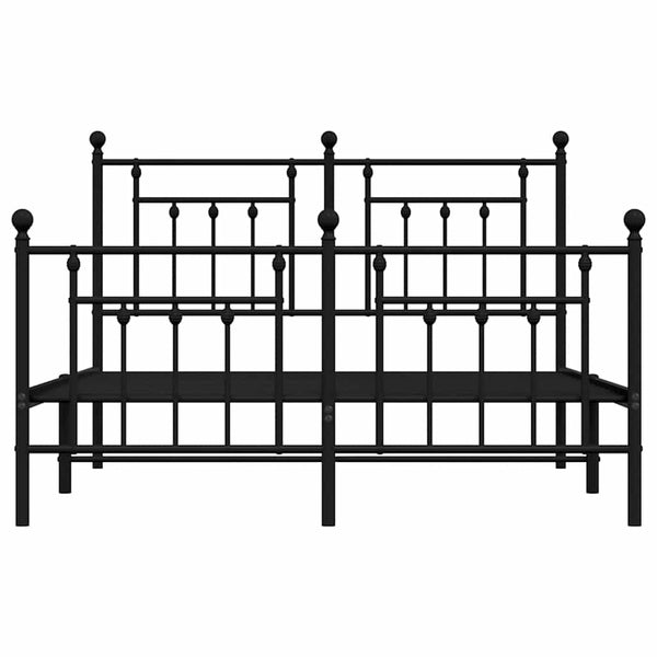 Schwarzes Metallbettgestell mit Kopfteil Paisie 140x200cm