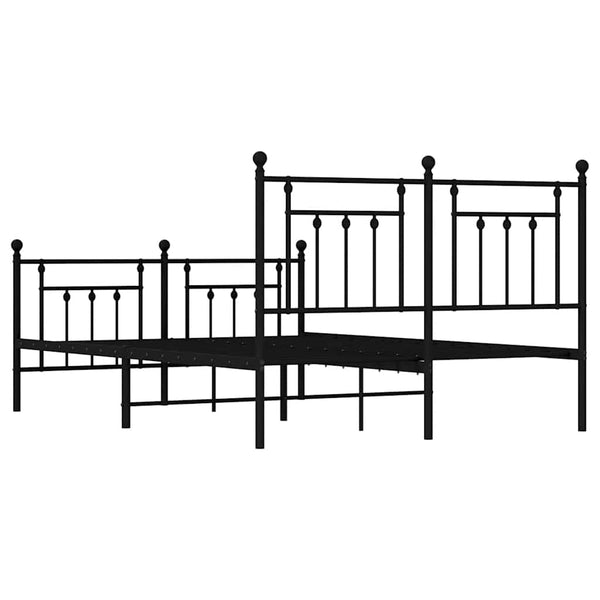 Schwarzes Metallbettgestell mit Kopfteil Paisie 140x200cm