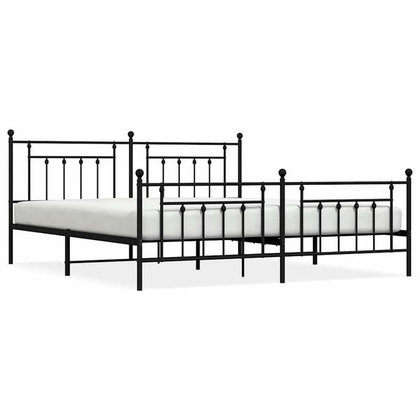 Schwarzes Metallbettgestell mit Kopfteilen Paisie 193x203cm