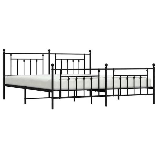 Schwarzes Metallbettgestell mit Kopfteilen Paisie 193x203cm