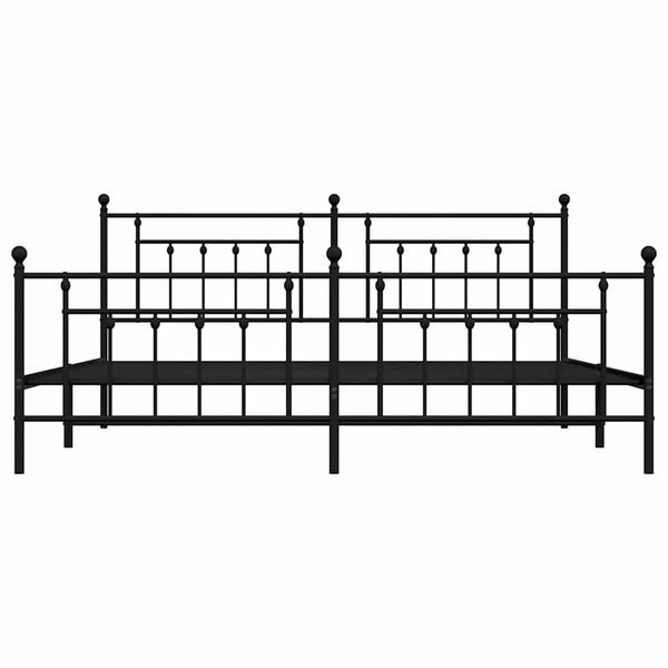 Schwarzes Metallbettgestell mit Kopfteilen Paisie 193x203cm
