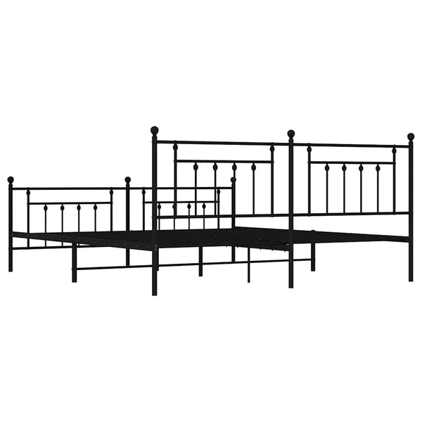 Schwarzes Metallbettgestell mit Kopfteilen Paisie 193x203cm