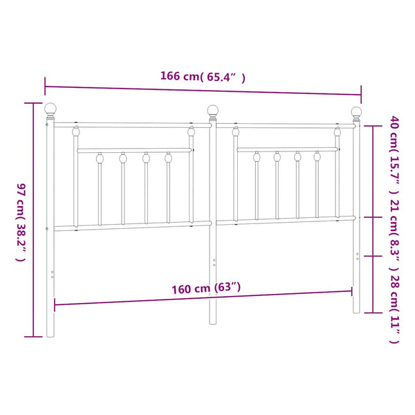 Schwarzes Metallkopfteil Timpau 160 cm