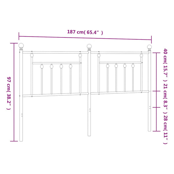 Musta metallinen sängynpääty Timpau 180cm