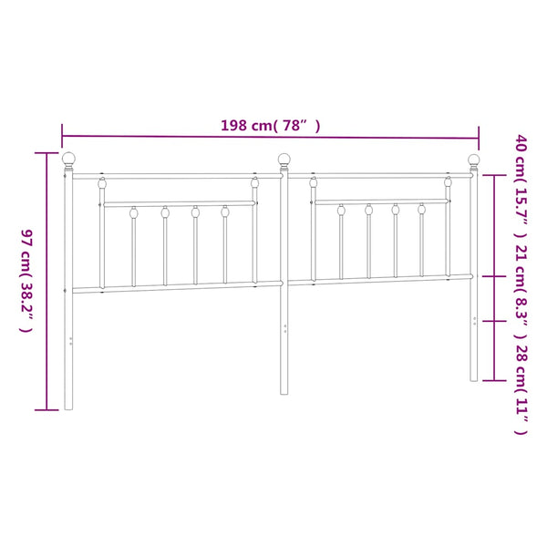 Musta metallinen sängynpääty Timpau 193cm