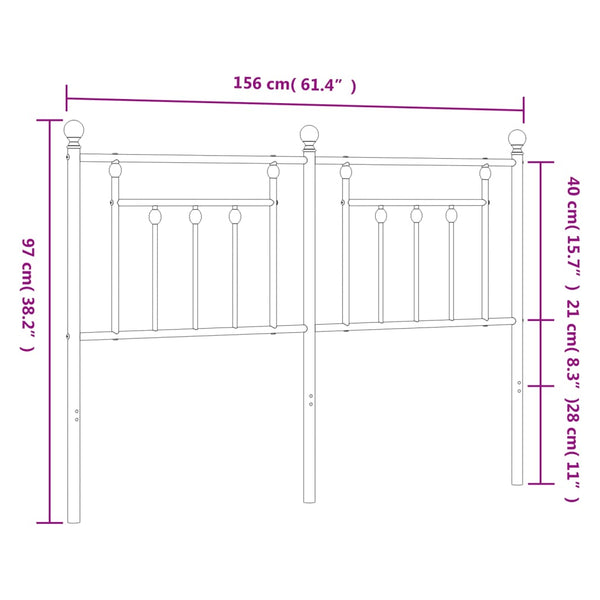 Valkoinen metallinen sängynpääty Timpau 150cm