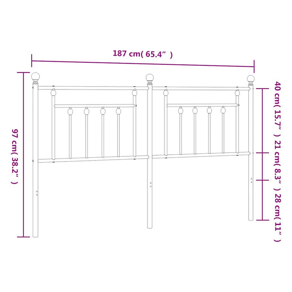 Valkoinen metallinen sängynpääty Timpau 180cm