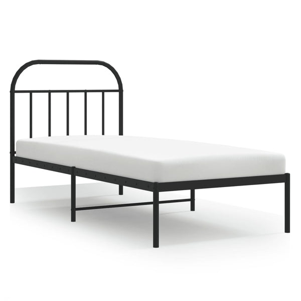 Schwarzer Metall-Bettrahmen mit Kopfteil Nedealca 90x190cm