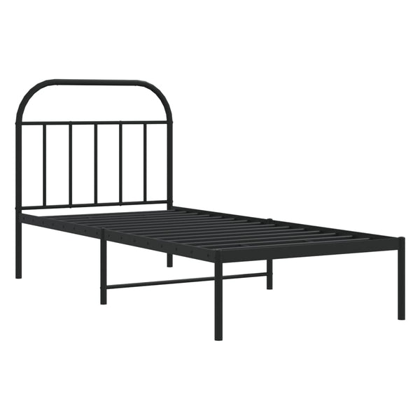 Schwarzer Metall-Bettrahmen mit Kopfteil Nedealca 90x190cm