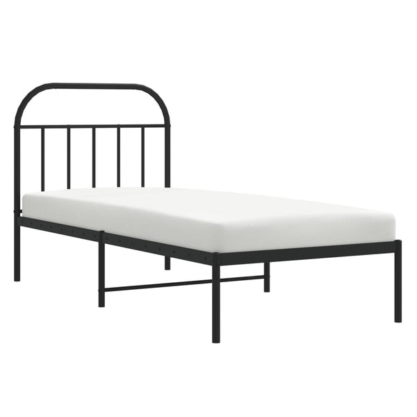 Schwarzer Metall-Bettrahmen mit Kopfteil Nedealca 90x190cm