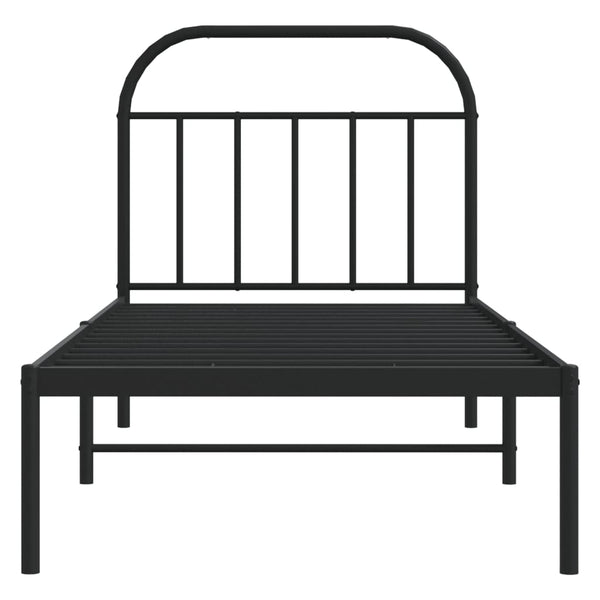 Schwarzer Metall-Bettrahmen mit Kopfteil Nedealca 90x190cm
