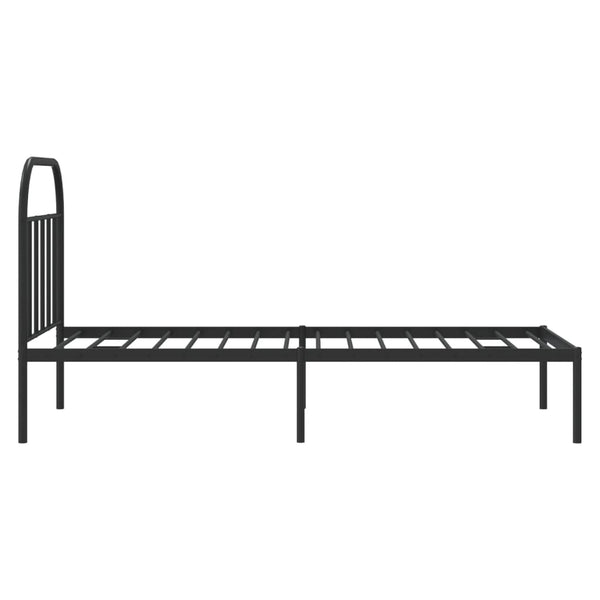 Schwarzer Metall-Bettrahmen mit Kopfteil Nedealca 90x190cm