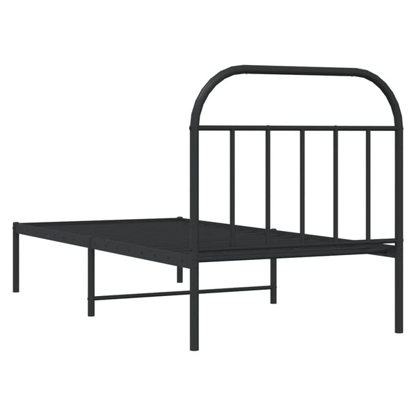 Schwarzer Metall-Bettrahmen mit Kopfteil Nedealca 90x190cm