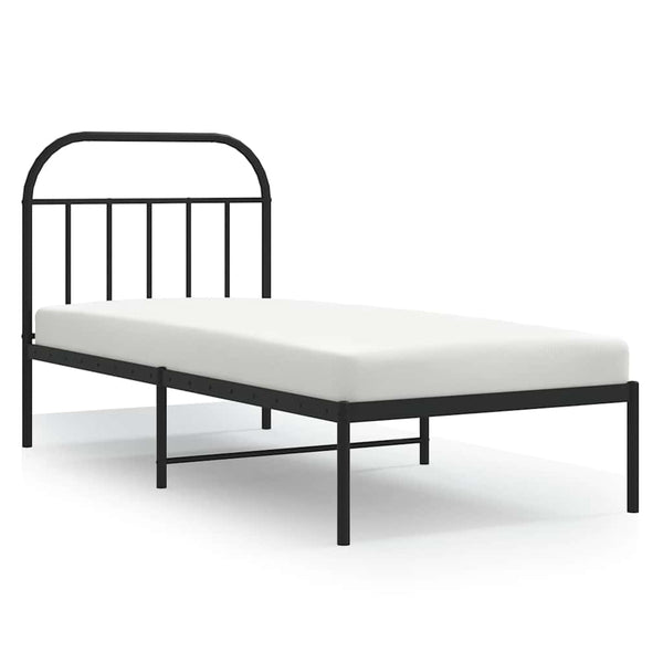 Schwarzes Metallbettgestell mit Kopfteil Nedealca 90x200cm