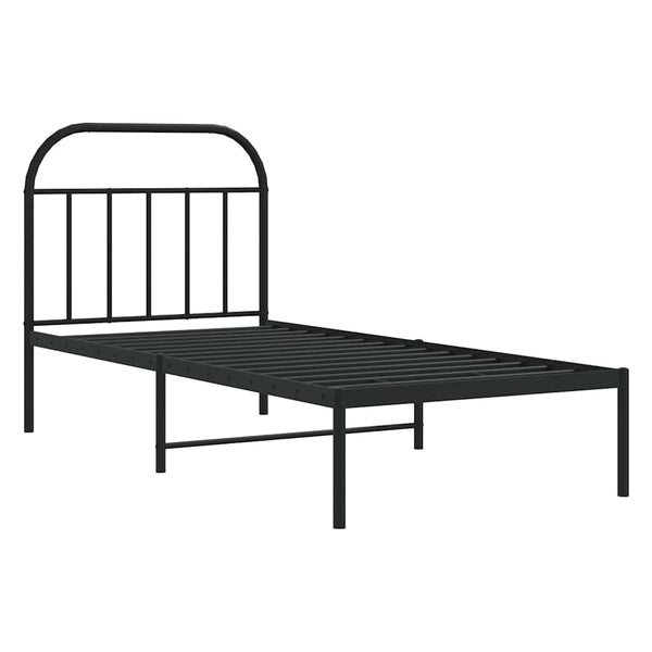 Schwarzes Metallbettgestell mit Kopfteil Nedealca 90x200cm