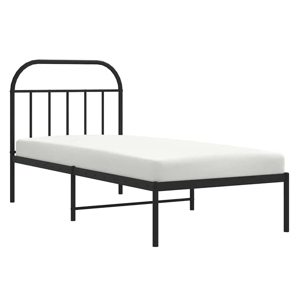 Schwarzes Metallbettgestell mit Kopfteil Nedealca 90x200cm