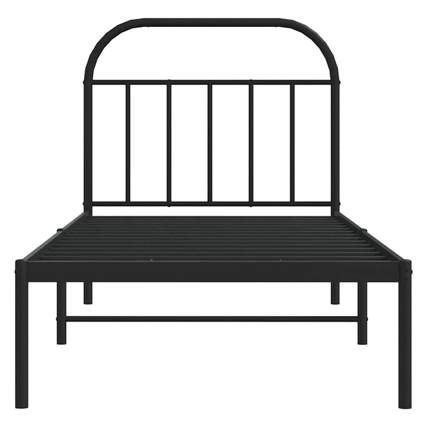 Schwarzes Metallbettgestell mit Kopfteil Nedealca 90x200cm