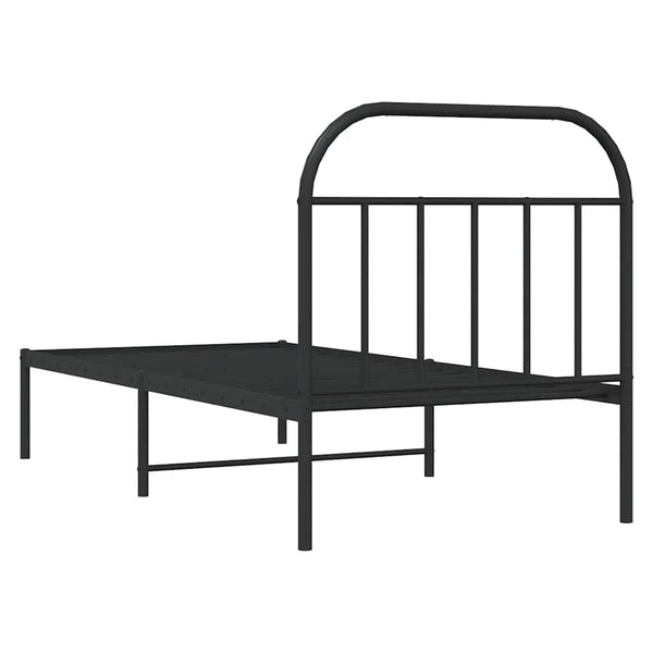 Schwarzes Metallbettgestell mit Kopfteil Nedealca 90x200cm