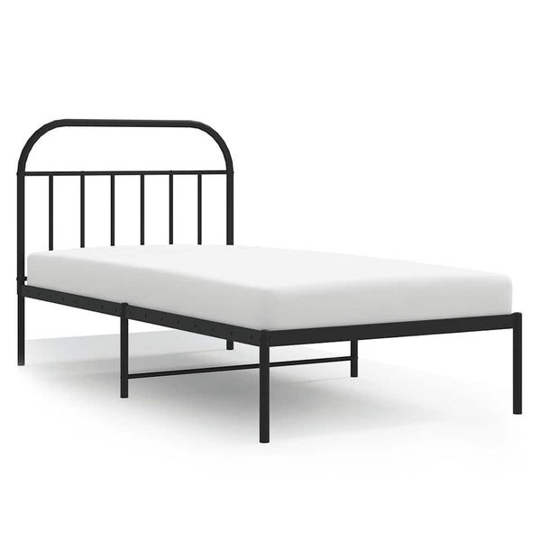 Schwarzes Metallbettgestell mit Kopfteil Nedealca 100x190cm