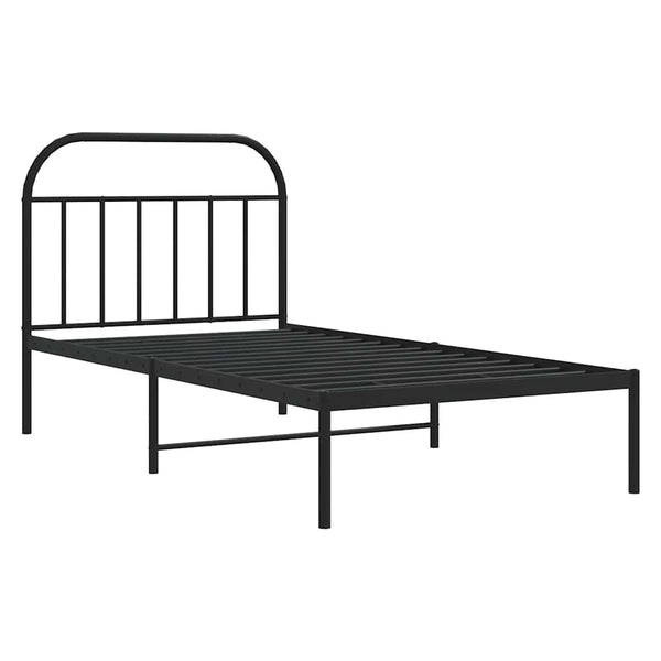 Schwarzes Metallbettgestell mit Kopfteil Nedealca 100x190cm