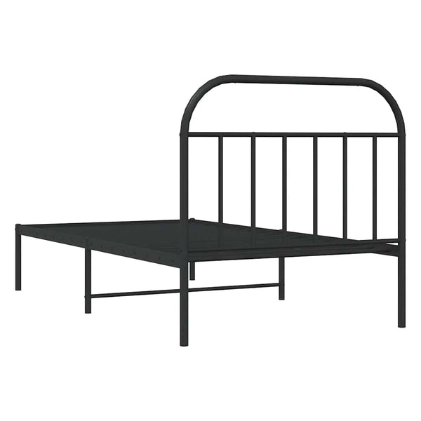 Schwarzes Metallbettgestell mit Kopfteil Nedealca 100x190cm