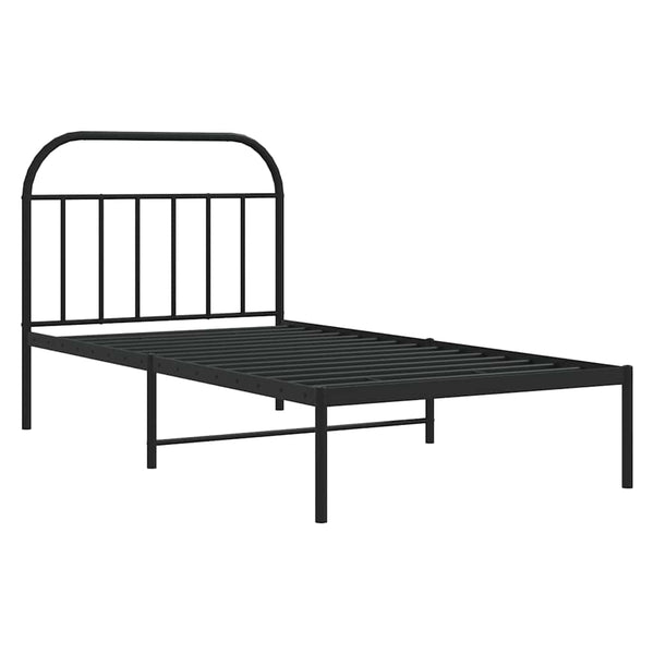 Schwarzes Metallbettgestell mit Kopfteil Nedealca 100x200cm