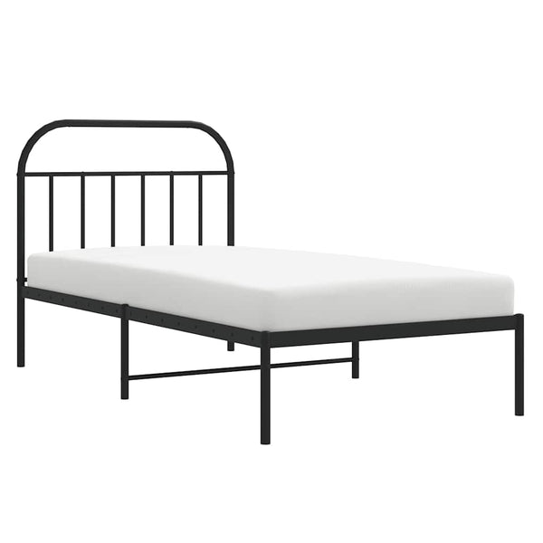 Schwarzes Metallbettgestell mit Kopfteil Nedealca 100x200cm