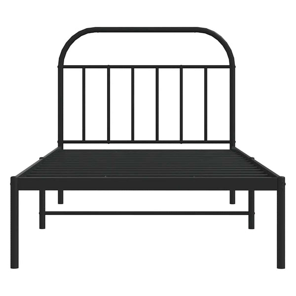Schwarzes Metallbettgestell mit Kopfteil Nedealca 100x200cm