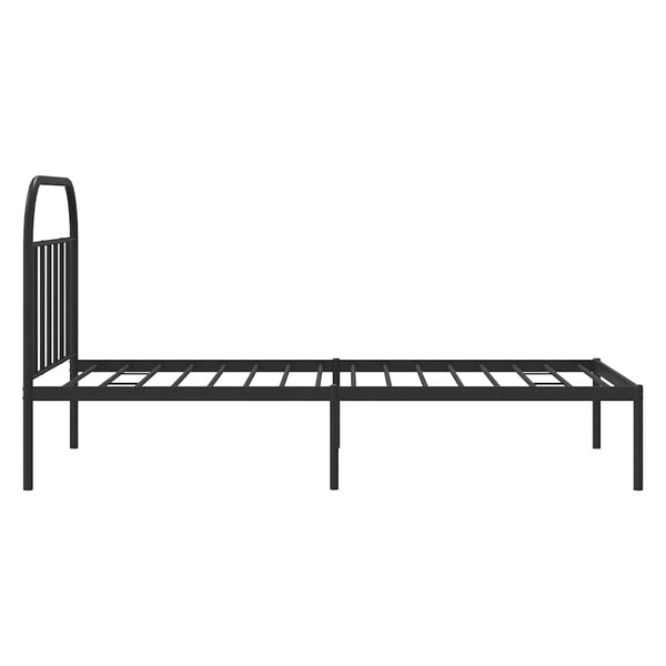 Schwarzes Metallbettgestell mit Kopfteil Nedealca 100x200cm