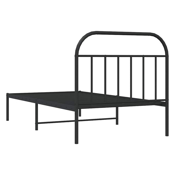 Schwarzes Metallbettgestell mit Kopfteil Nedealca 100x200cm