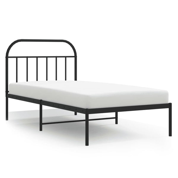 Schwarzes Metallbettgestell mit Kopfteil Nedealca 107x203cm