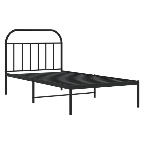 Schwarzes Metallbettgestell mit Kopfteil Nedealca 107x203cm