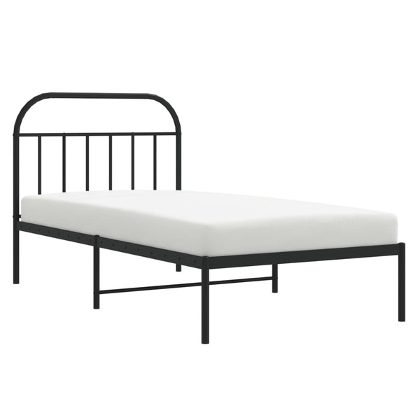 Schwarzes Metallbettgestell mit Kopfteil Nedealca 107x203cm