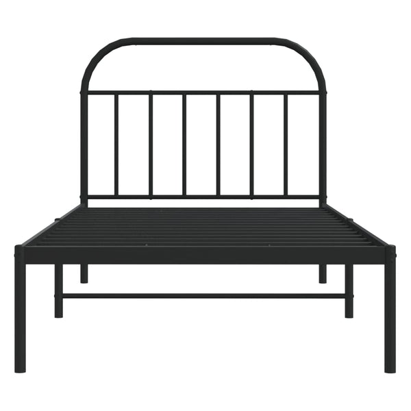 Schwarzes Metallbettgestell mit Kopfteil Nedealca 107x203cm