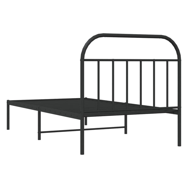 Schwarzes Metallbettgestell mit Kopfteil Nedealca 107x203cm